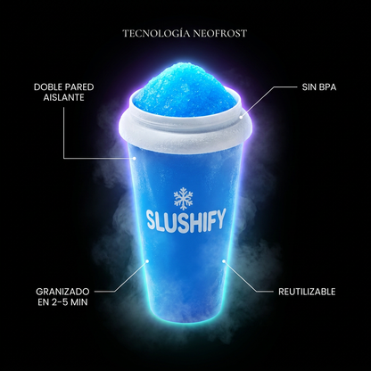 Tecnología NeoFrost: doble pared, sin BPA, granizado en 2-5 min, reutilizable